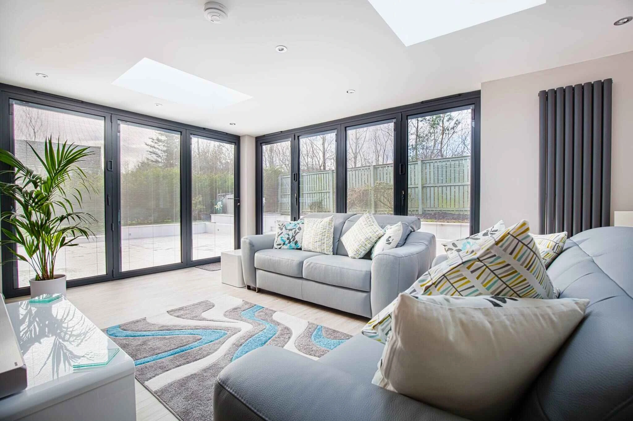 Bright open-plan kitchen, dining and living space within a contemporary Newton Mearns extension