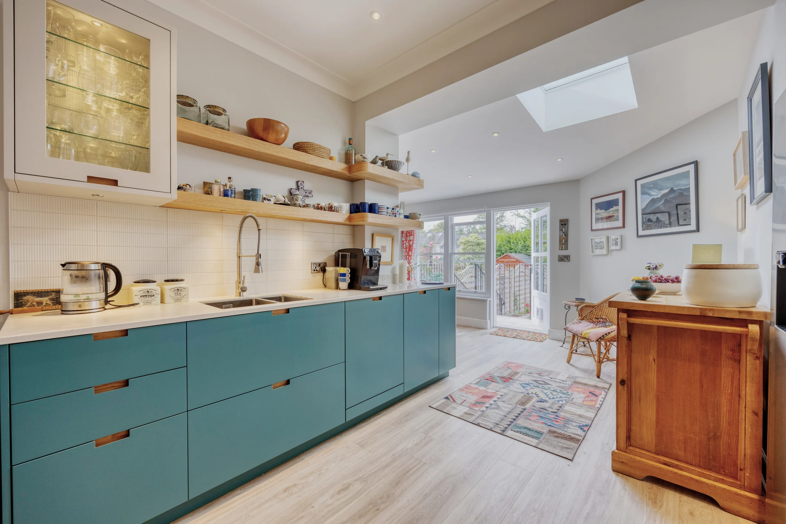 Contemporary kitchen created as part of a house extension at Woodlinn Avenue, Glasgow